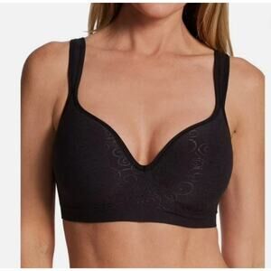 Bali Size 36DD Comfort Revolution Wire-Free Lined Bra - Black Swirl Style #3463